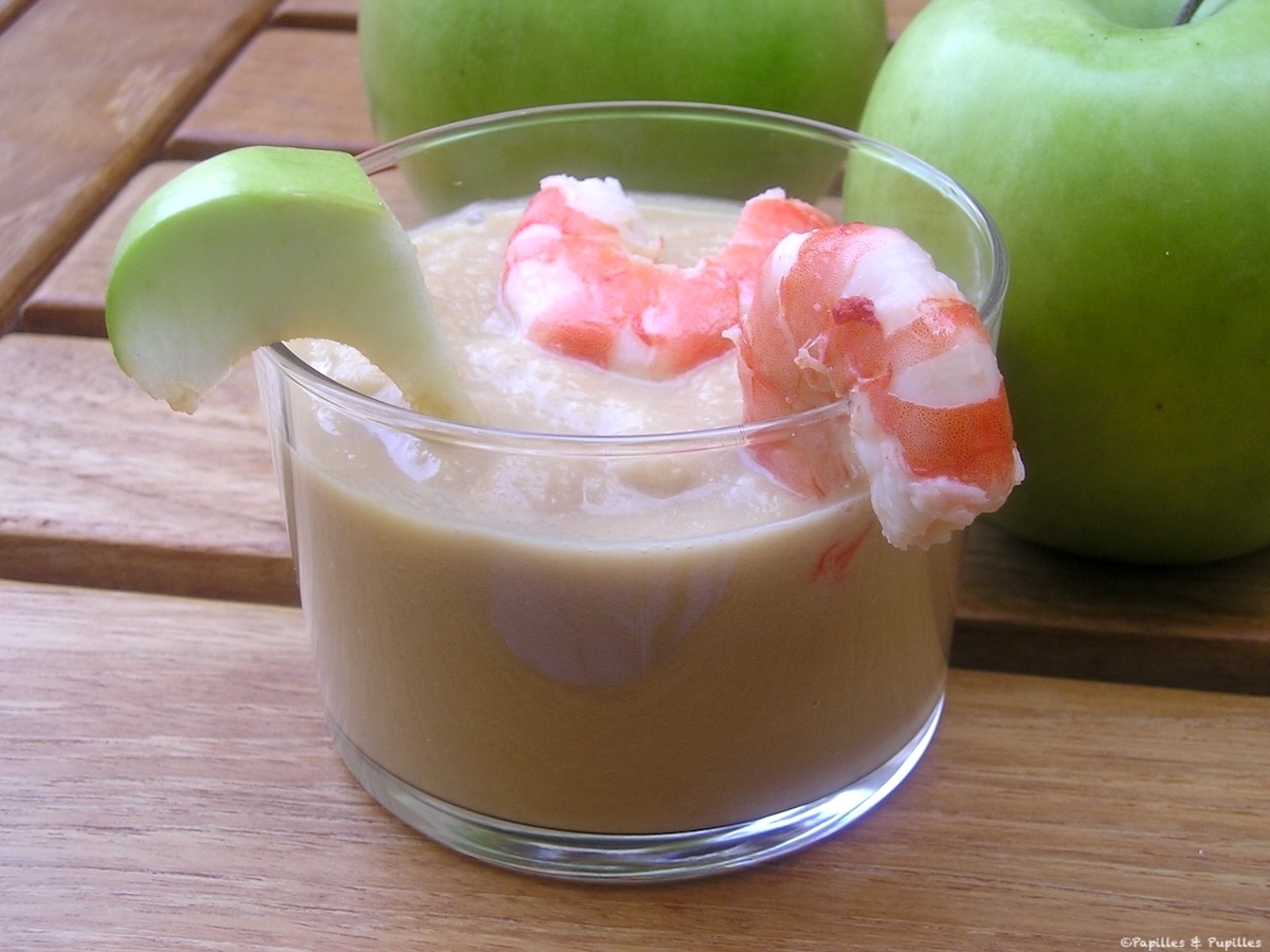 Gaspacho de pommes vertes aux crevettes