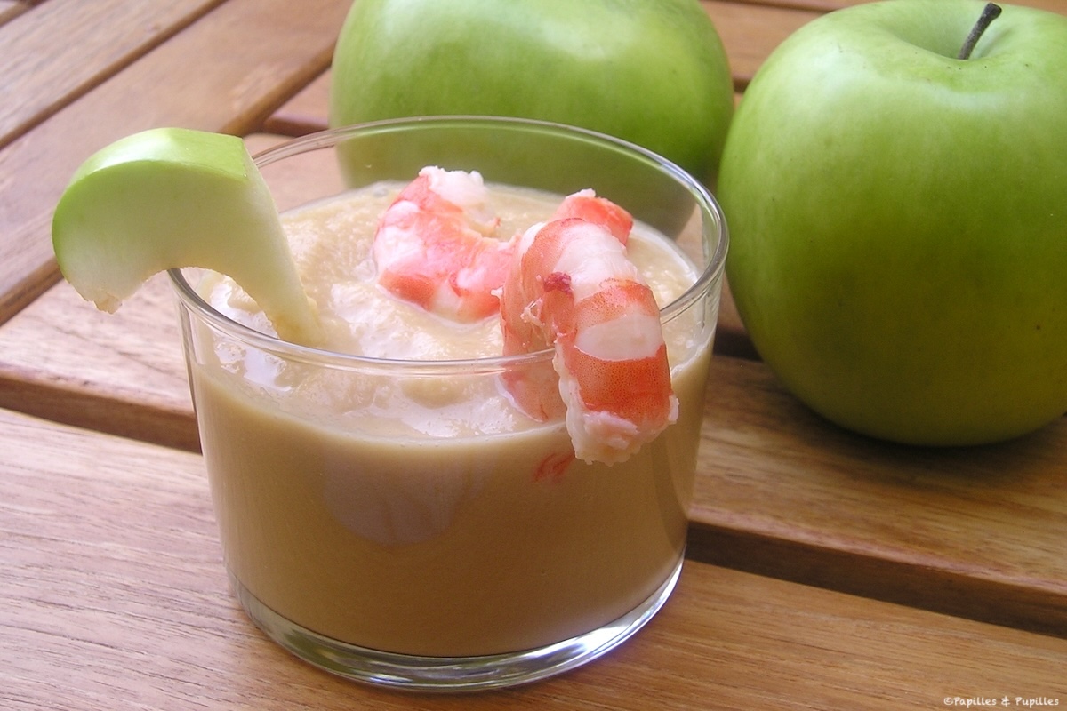 Gaspacho de pommes vertes et crevettes