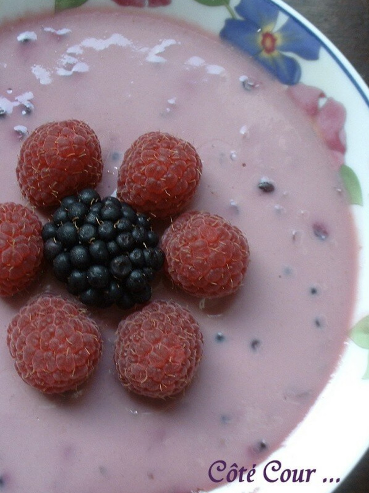 Panacotta de soja à la mure et au miel de trèfle