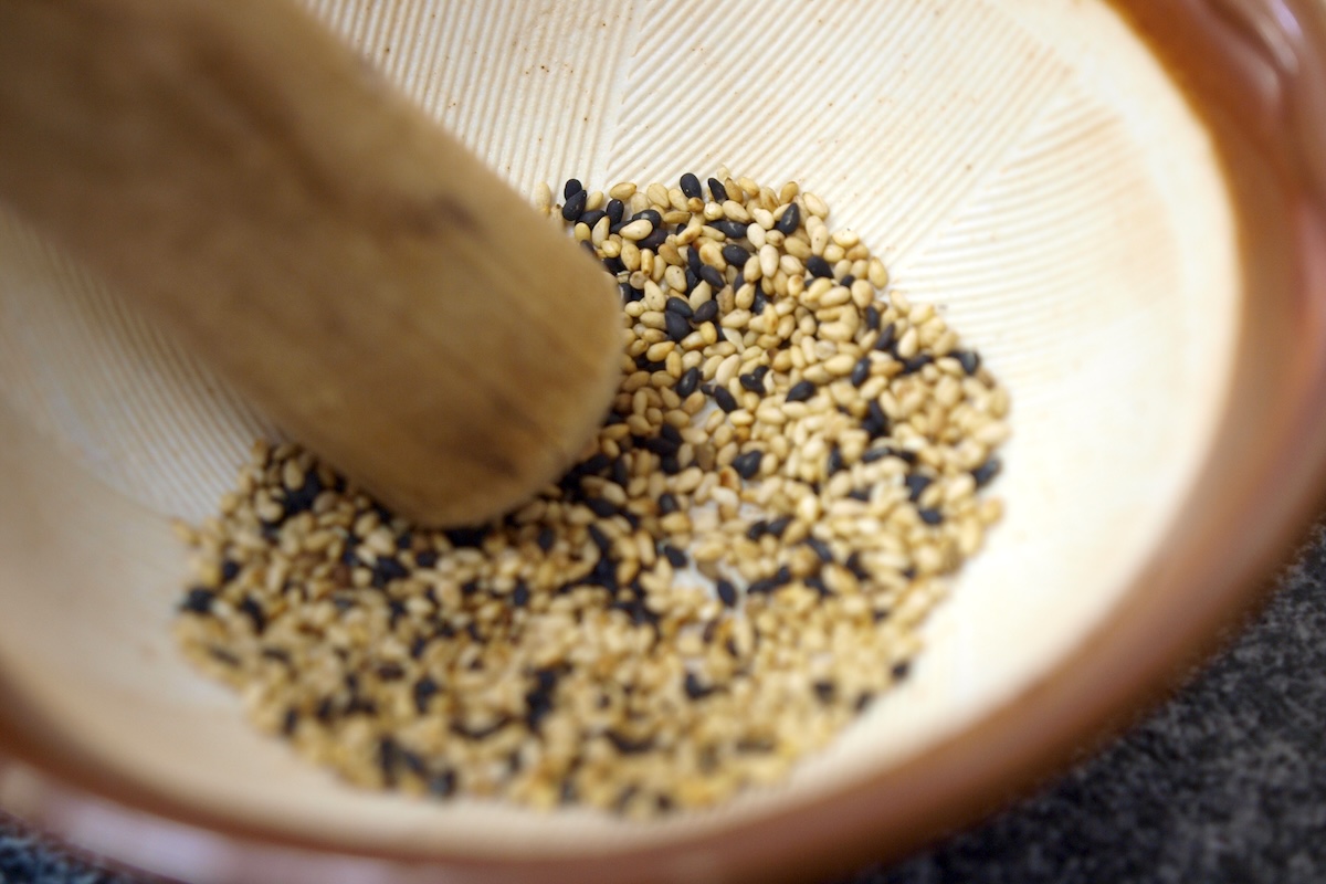 Sesame in mortar for Japanese food
