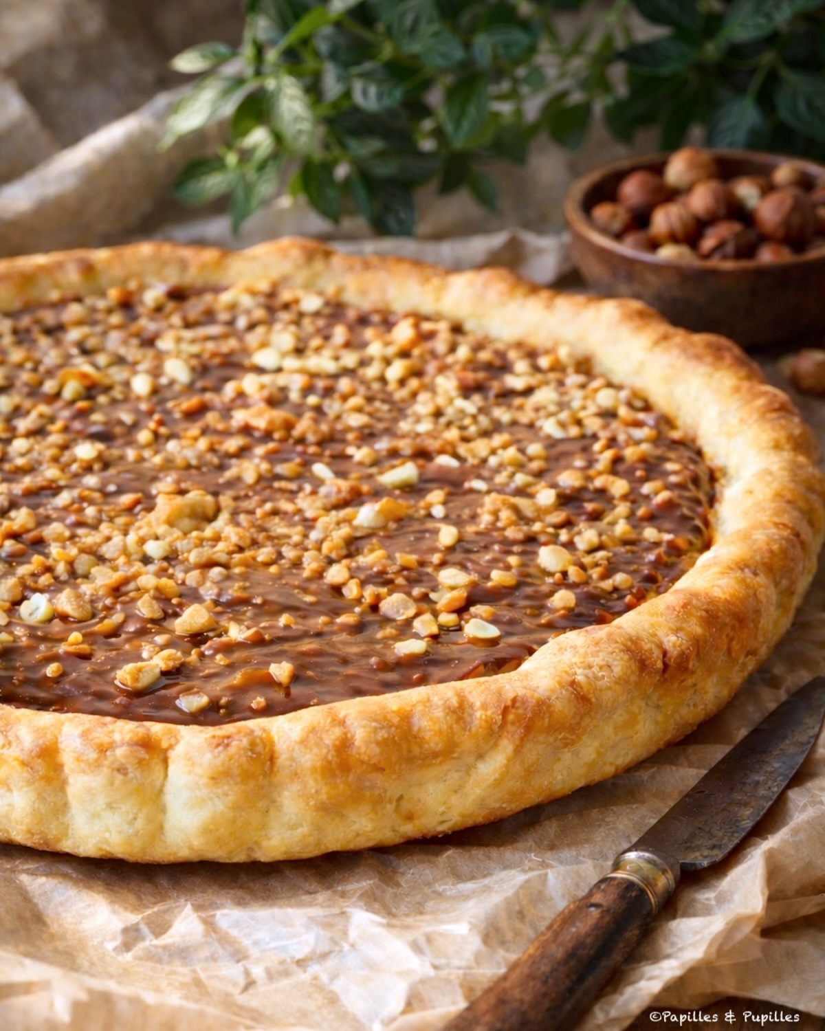 Tarte chocolat noisettes caramel