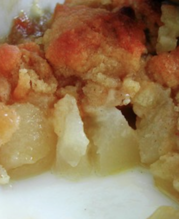 Pommes et poires en crumble à la réglisse sans oeufs