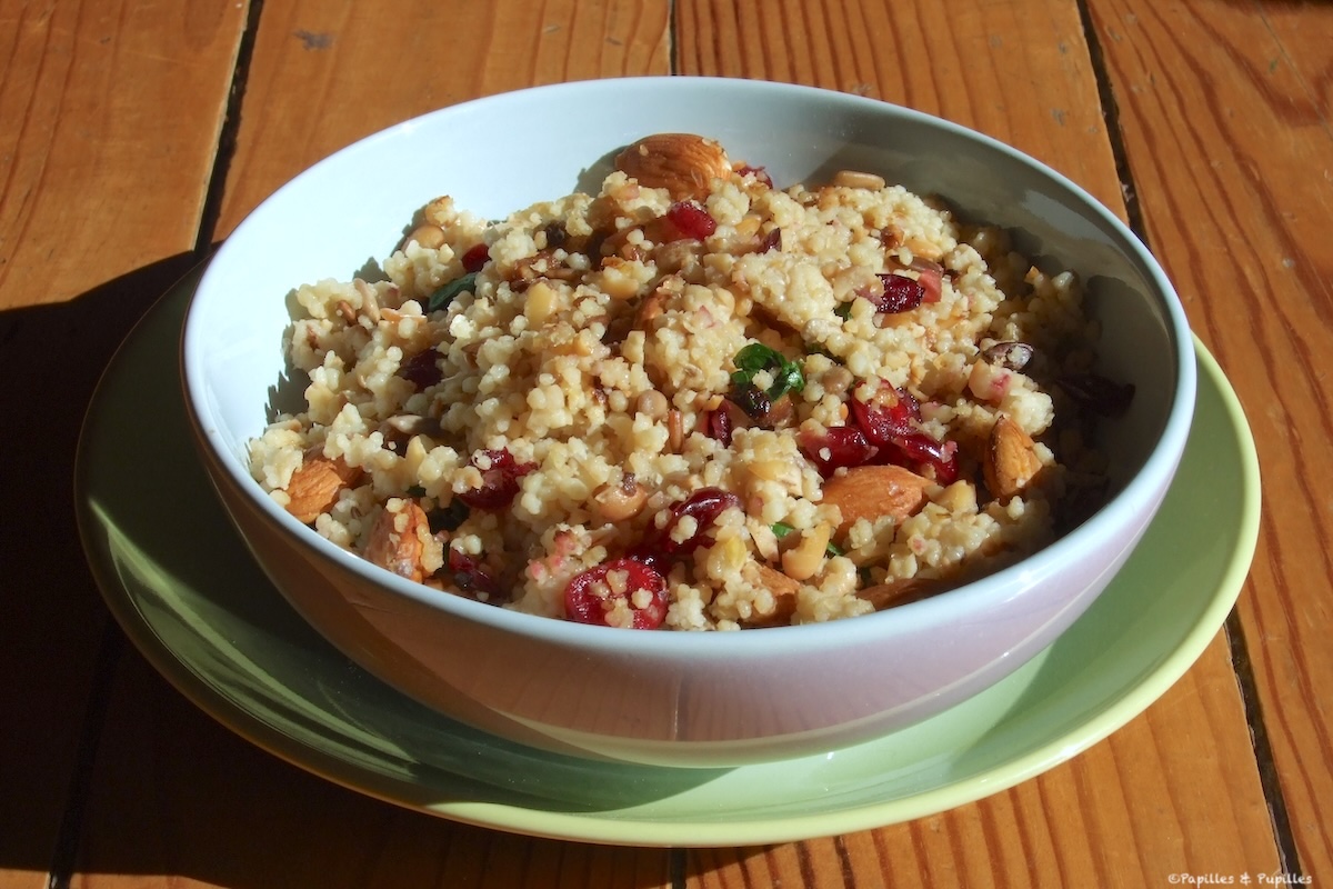 Boulghour aux cranberries, amandes et graines de tournesol