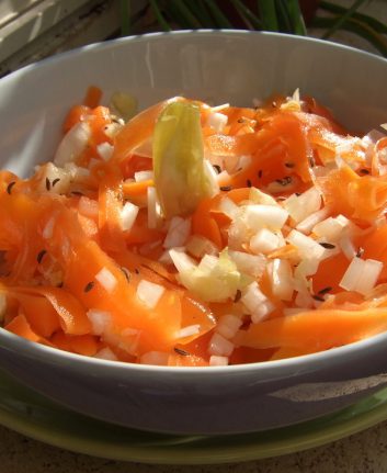 Tagliatelles de carottes et brunoise d’endives à l’orientale
