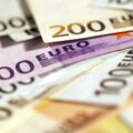 Background of euro bills. Shallow focus.