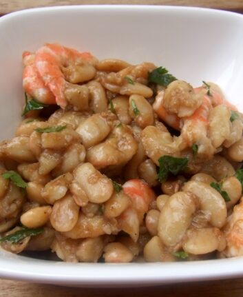 Salade de haricots Tarbais aux crevettes roses