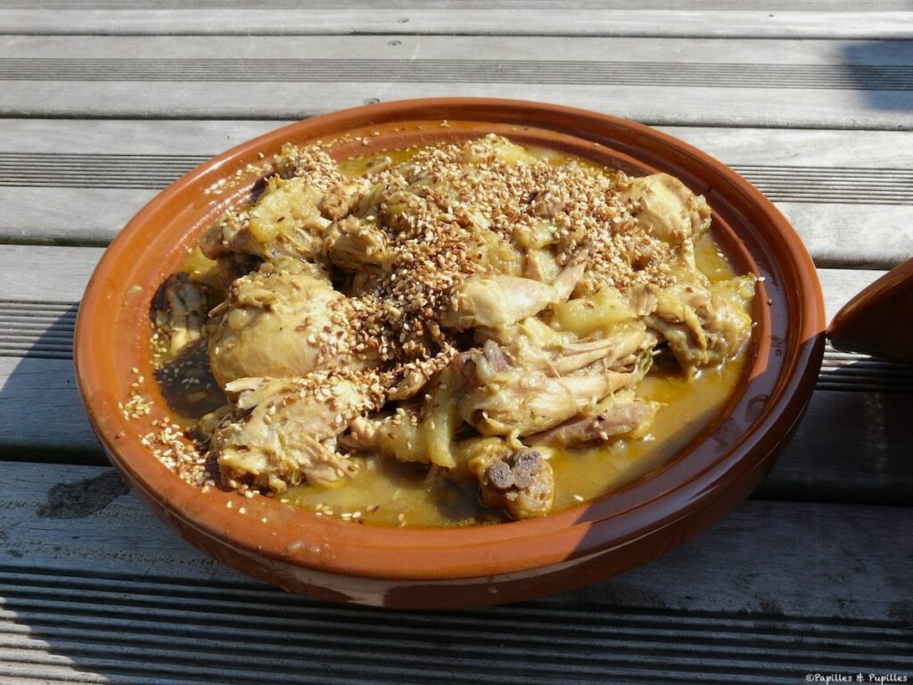 Tajine de poulet aux poires, miel et cannelle