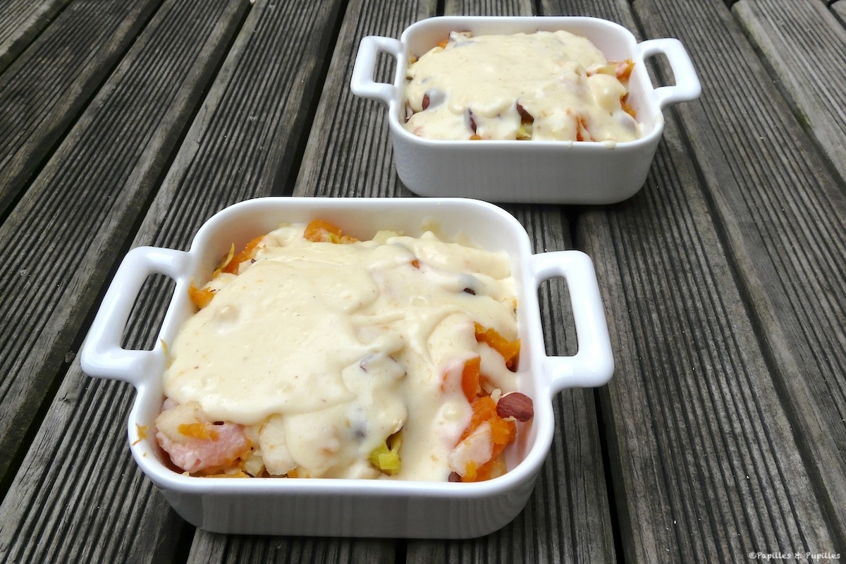 Gratin Potiron, poires, poireaux, pommes de terre