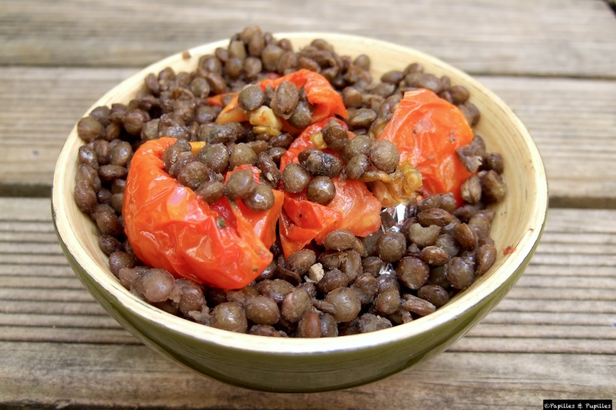 Salade de lentilles aux tomates confites
