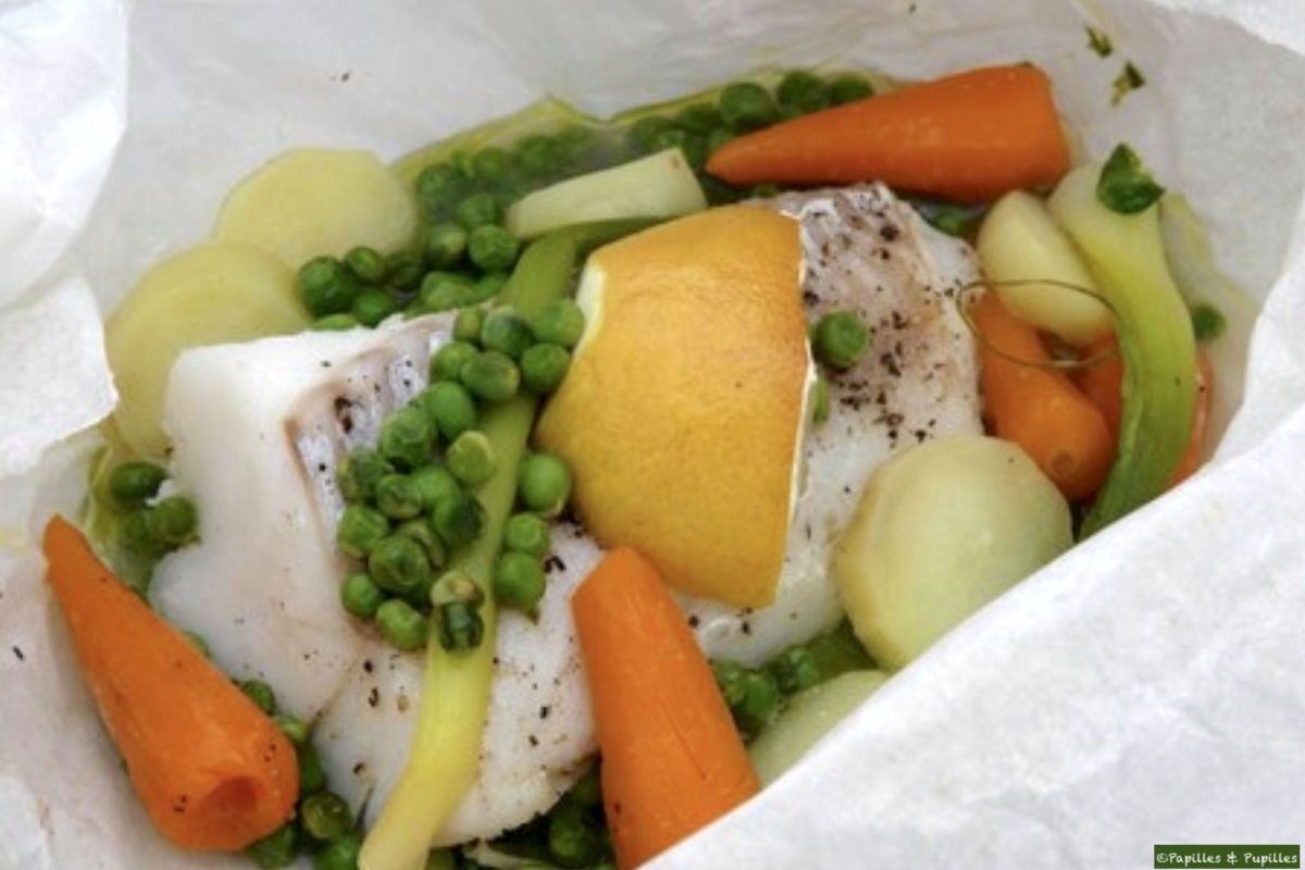 Papillote de poissons aux petits légumes