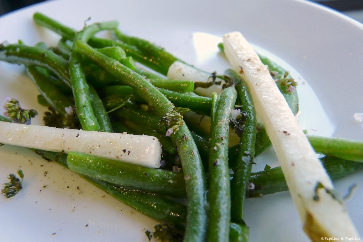 Haricots verts et poires à la menthe fraîche