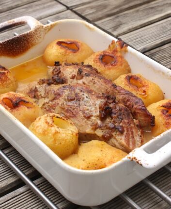 Filet mignon aux pommes, curry et chutney de mangues
