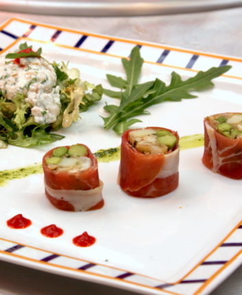 Makis de jambon de Bayonne aux petits légumes nouveaux