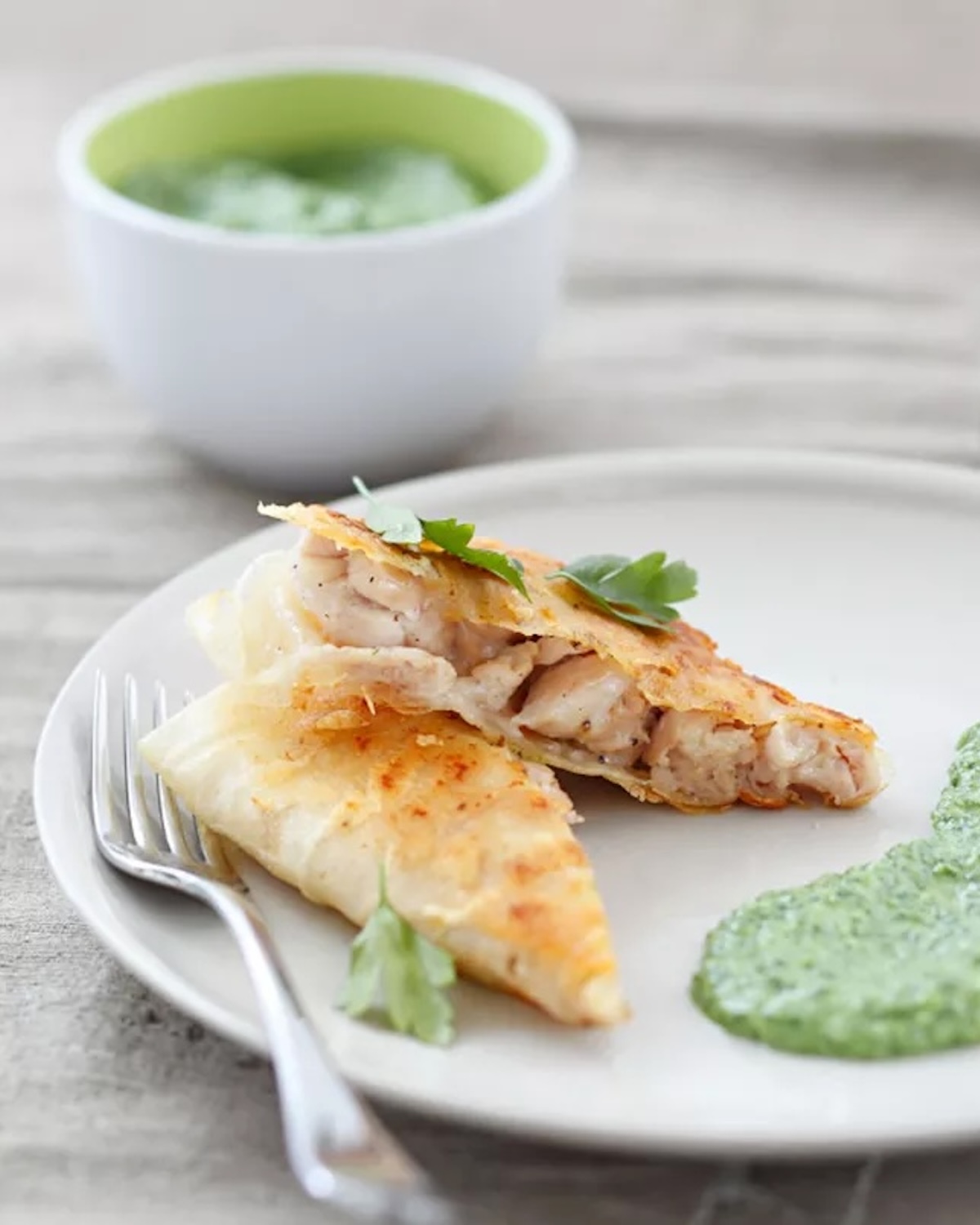 Brick de ris de veau et purée de pommes de terre au persil