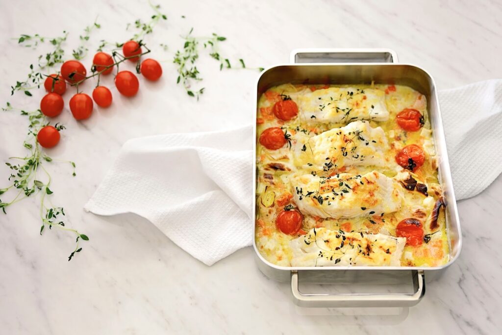 Cabillaud au four aux tomates cerises gratinés au fromage