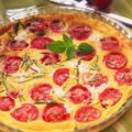 Clafoutis aux tomates cerises, courgettes, et chèvre frais