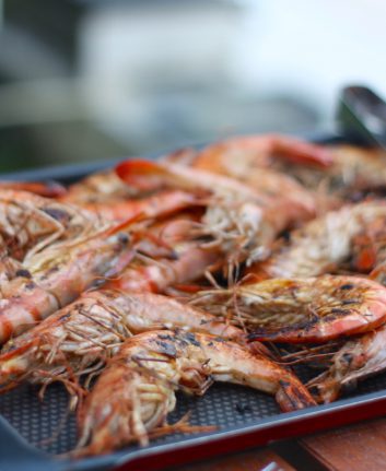 Gambas marinées cuites
