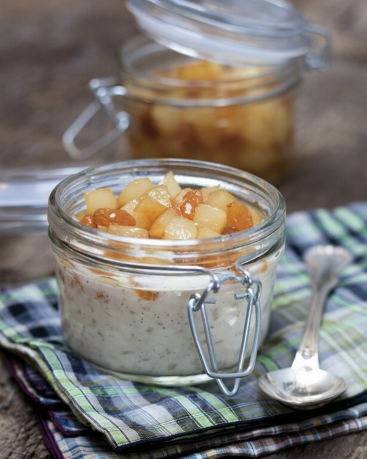 Riz au lait et poires compotées au sirop de châtaigne