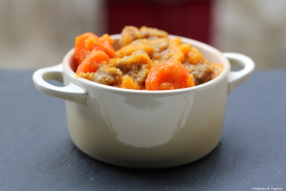 Sauté de veau au cumin et à l'orange, carottes et patates douces