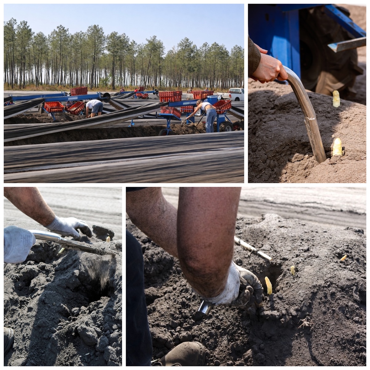 Récolte des asperges avec la gouge