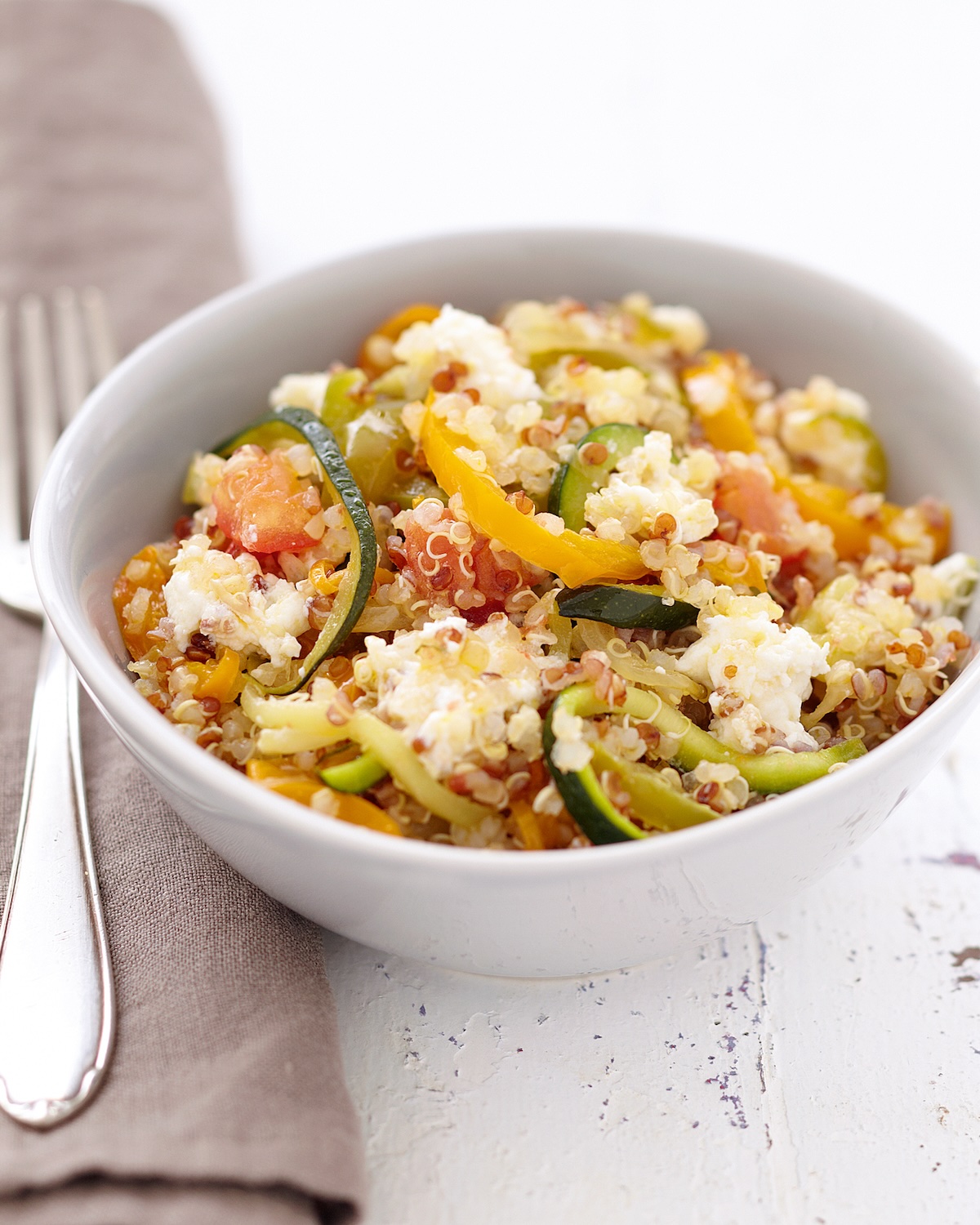 Poêlée de légumes au quinoa et au fromage frais