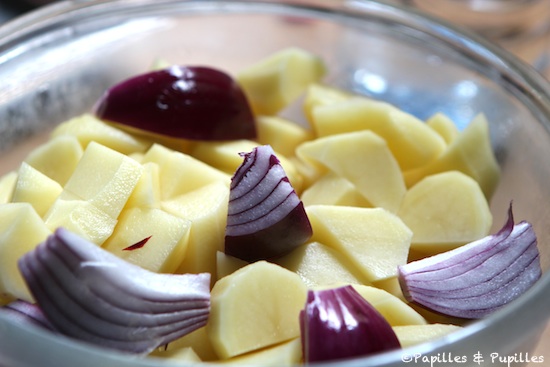 Mélange pommes de terre oignons