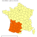 Carte de France Métropolitaine Chocolatine vs Pain au chocolat