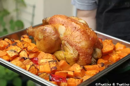 Poulet aux patates douces après cuisson