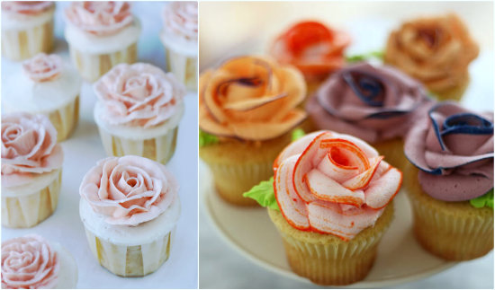 Cupcakes roses romantiques et comme un bouquet de cupcakes