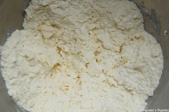 La pâte est sablée (avant l'ajout d'eau)