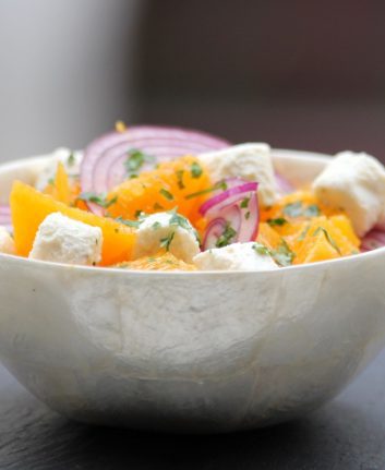Salade d oranges, oignons rouges et fromage frais