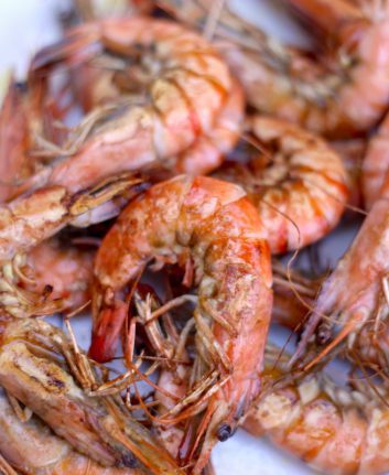 Gambas à l’huile d’olive vanillée et au citron vert
