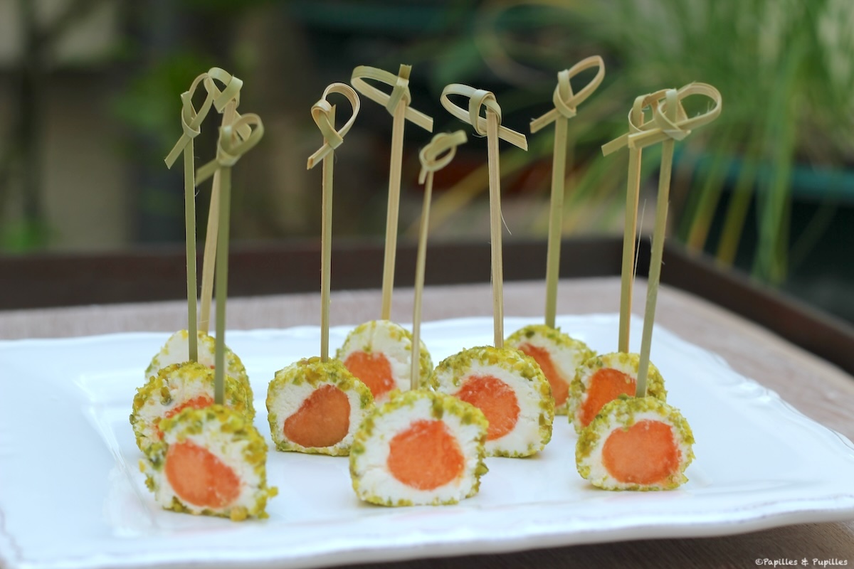 Brochettes melon fromage pistaches