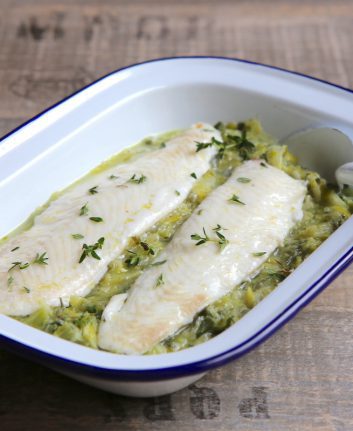Filets de limande à la fondue de poireau