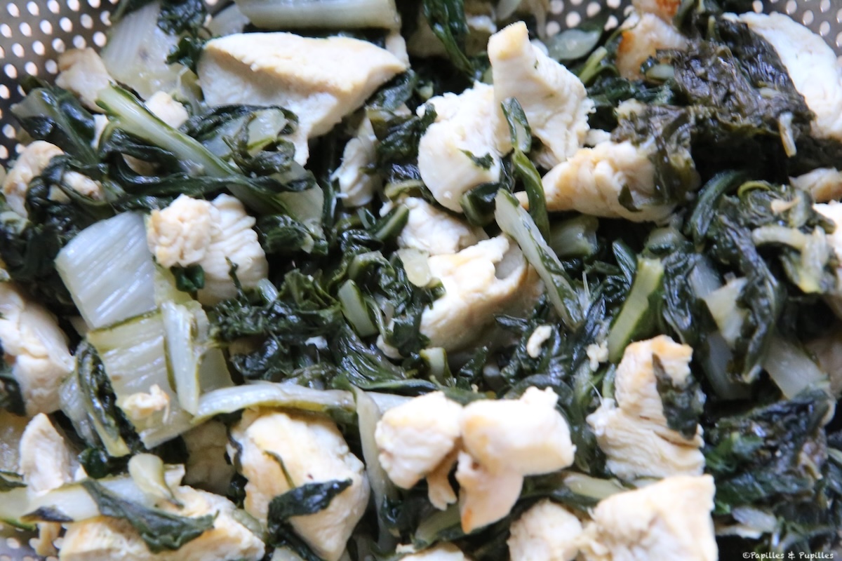 Blettes et dés de poulet