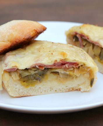 Sandwiches au Comté, jambon cru et poireaux