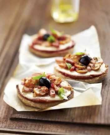 Mini pizzas express aux champignons