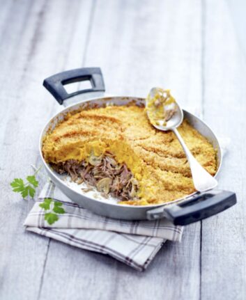 Parmentier de canard, champignons et patates douces