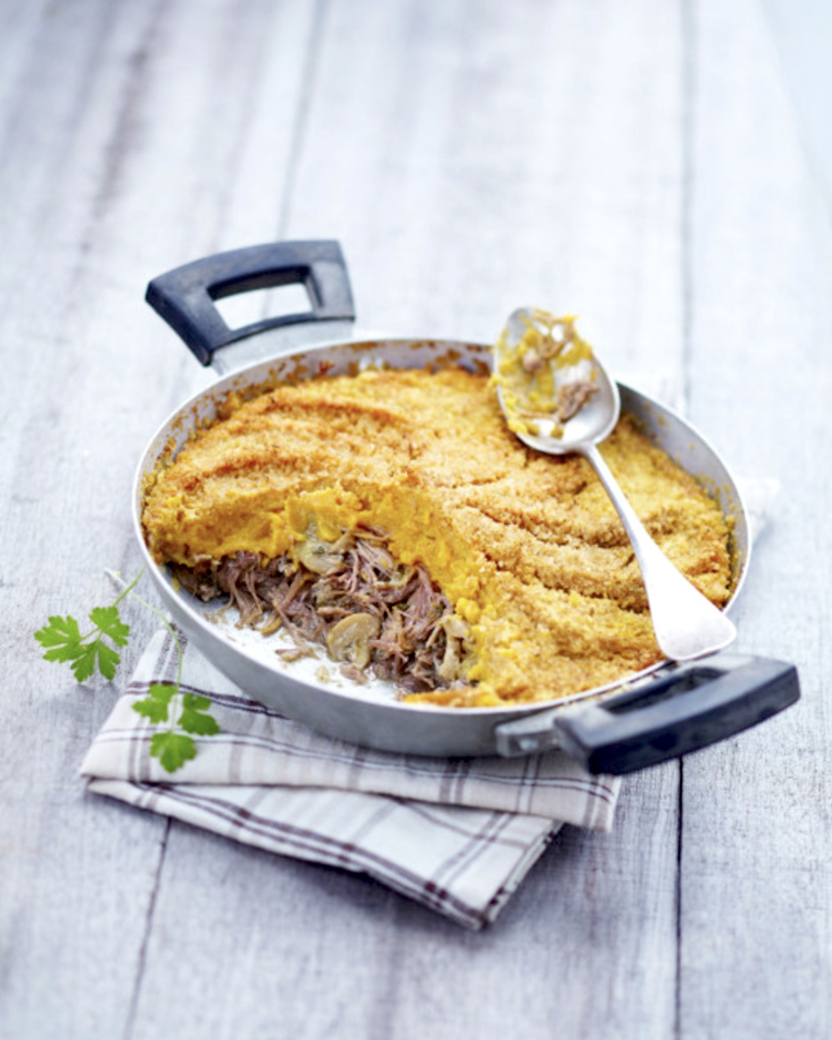 Parmentier de canard, champignons et patates douces