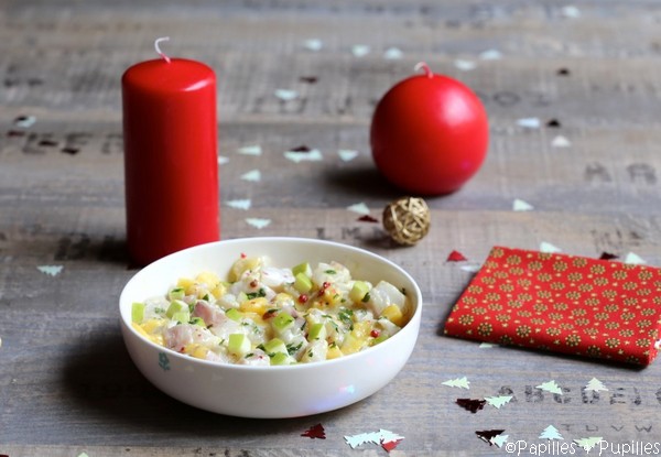 Tartare de bar mangues pommes verte gingembre
