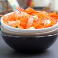 Tagliatelles de carottes, fromage frais et clémentines