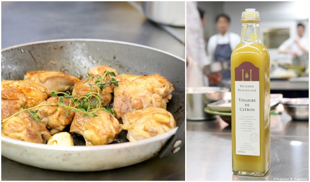 Cuisson du poulet et vinaigre de citron