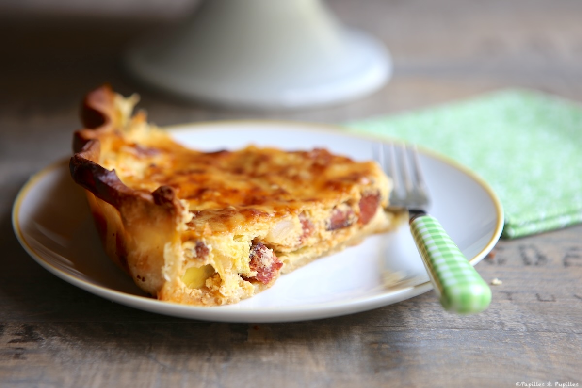 Tarte poireaux ricotta chorizo tranchée