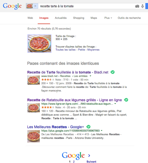 Recherche d'image Google - Tarte à la tomate