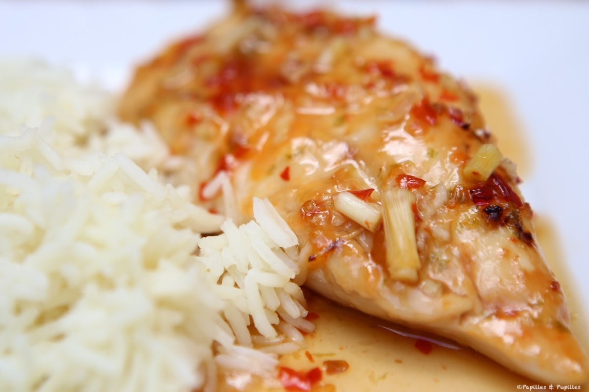 Poulet à la citronnelle sauce pimentée et riz