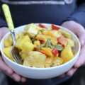 Poulet à l'ananas, curry et lait de coco