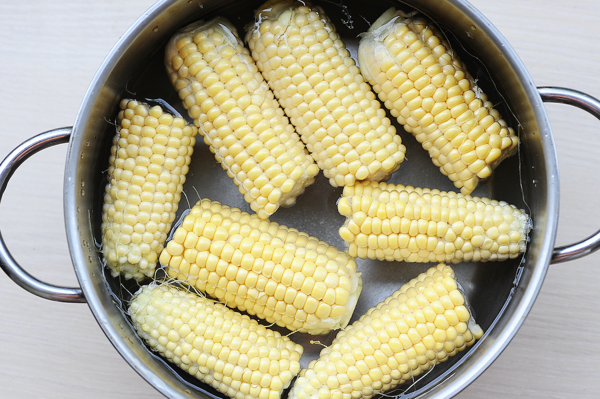 young corn in a saucepan