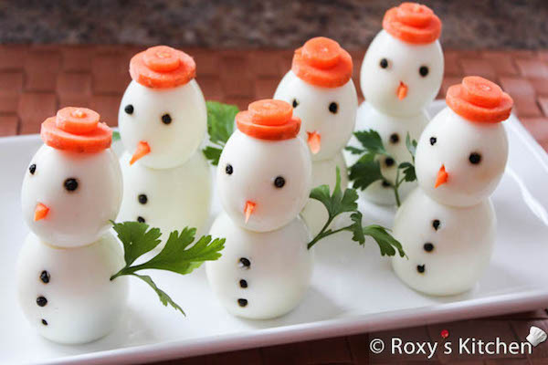 Bonhommes de neige oeufs:carottes - Roxys Kitchen