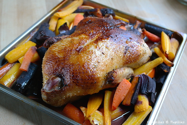 Canard au miel et à l'orange, carottes anciennes