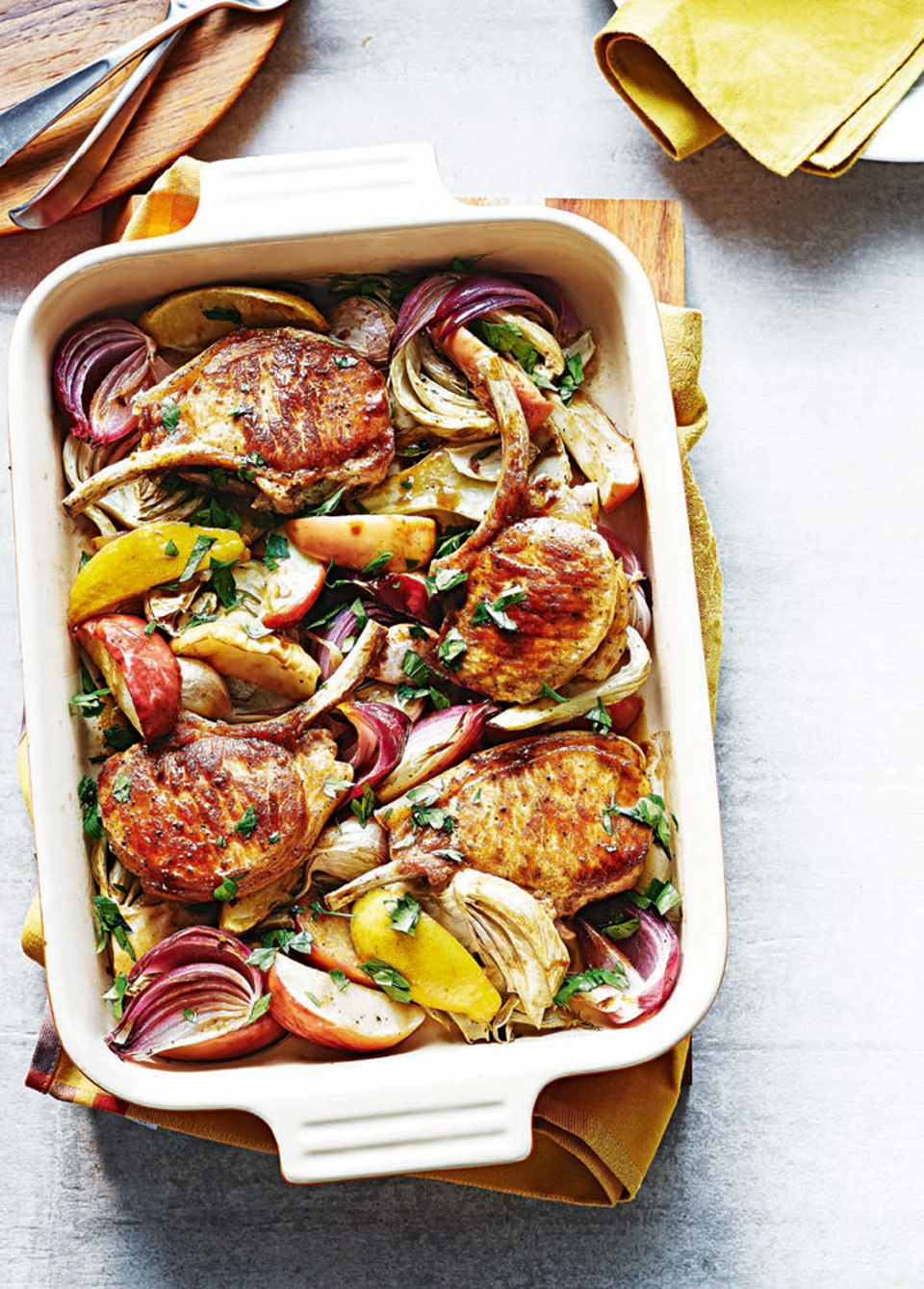 Cider baked pork with apple and fennel ©delicious